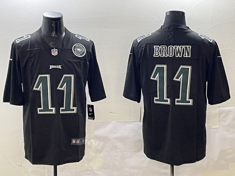 Men Philadelphia Eagles #11 Brown Black 2025 Nike Vapor Limited NFL Jersey style 33